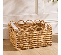 Dibor Woven Large Scalloped Water Hyacinth Indoor Storage Basket in Beige Dibor Beige L