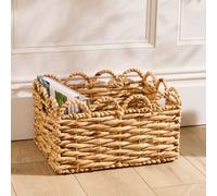 Dibor Traditional Style Woven Medium Scalloped Water Hyacinth Indoor Storage Basket H23 X W40Cm