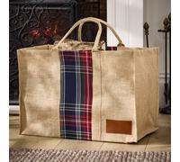 Dibor Traditional Tartan Plaid Natural Firewood Log Storage Jute Bag H40 x W60cm Dibor Natural