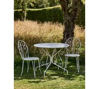 Dibor Traditional Two Person Garden Iron Bistro Table & Chairs Set in White Dibor White