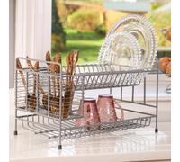 Dibor Traditional Two Tier Kitchen Dish Drying Rack in Grey Dibor Grey