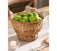 Dibor Traditional Water Hyacinth Footed Kitchen Fruit Storage Basket Bowl in Beige | Size: Medium Dibor Beige M