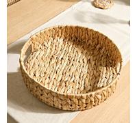 Dibor Traditional Water Hyacinth Large Round Serving Tray With Handles