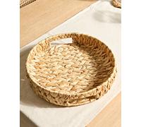 Dibor Traditional Water Hyacinth Medium Round Serving Tray with Handles in Natural Dibor Natural