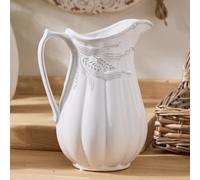 Dibor Traditional White Ceramic Table Decor Flower Jug Pitcher | Size: Large Dibor White Large