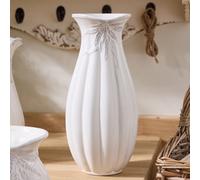 Dibor Traditional White Ceramic Tall Table Decor Flower Vase H26 X Dia 14Cm
