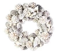 Dibor Traditional White Pinecone Front Door Autumn Wreath Winter Spring Wreath 30Cm