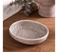 Dibor Traditional White Rattan Classic Rounded Small Kitchen Basket