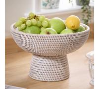 Dibor Traditional White Rattan Fruit Bowl Kitchen Storage Basket