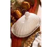 Dibor Traditional White Scalloped Kitchen Storage Butter Dish Dibor White