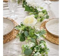Dibor Traditional White Table Decor Spring Summer Floral Garland 180Cm