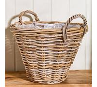 Dibor Traditional Wicker Round Medium Lined Basket With Handles H36 X Dia. 37Cm