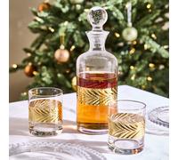 Dibor Traditional Wine Decanter Christmas Glassware Whisky Decanter 1.5L With Two Embossed Tumblers 400Ml