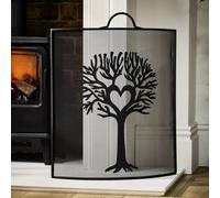 Dibor Traditional Woodland Tree Curved Black Fireplace Guard Fire Screen Fireguard H67Cm X W53Cm