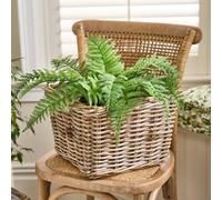Dibor Traditional XL Wicker Square Lined Planter Basket in Grey Dibor Grey