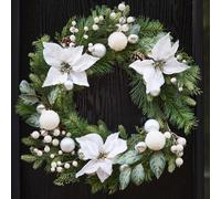 Dibor Valley Snowdrift Xmas Wreath Front Door Christmas Wreath 42cm in White Dibor White
