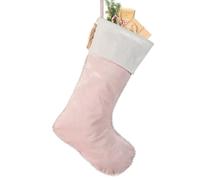 Dibor Velvet Christmas Stocking with Pom Pom Finish Edges & Champagne Finish Hanging Tassels 18.5" Mantelpiece Decoration Festive Gift Sack Stockings (Pink)