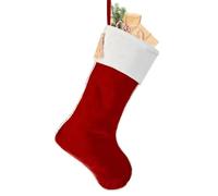 Dibor Velvet Christmas Stocking with Pom Pom Finish Edges & Champagne Finish Hanging Tassels 18.5" Mantelpiece Decoration Festive Gift Sack Stockings (Red)