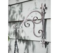 Dibor Vintage Fleur de Lys Ornate Scrolled Wall Bracket Garden Basket Bracket in Grey | Size: 1 Pack Dibor Grey 1 Pack