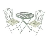 Dibor Vintage Green 3 Piece Outdoor Garden Furniture Dining Table & Chair Folding Bistro Set with Free Set of 2 Green Seat Pads | Size: Large Dibor Green Large