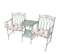 Dibor Vintage Green Arched Outdoor Garden Furniture Companion Seat Bench with Free Set of 2 Floral Box Cushions Dibor Green