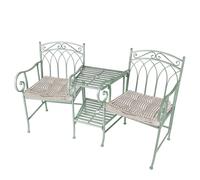 Dibor Vintage Green Arched Outdoor Garden Furniture Companion Seat Garden Bench with Free Set of 2 Grey Box Cushions Dibor Green
