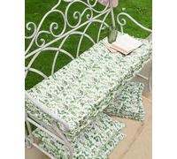 Dibor Vintage Green Leaf Print Cotton Outdoor Furniture Garden Bench Pad L112cm x W44cm | Size: Large Dibor Green Large