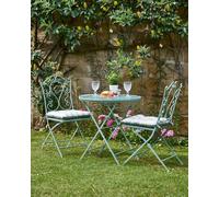 Dibor Vintage Green Ornate Scrolled 3 Piece Outdoor Alfresco Garden Furniture Dining Table & Chair Folding Bistro Set | Size: Large Dibor Green Large