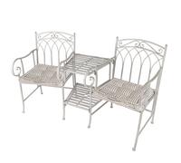 Dibor Vintage Grey Arched Outdoor Garden Furniture Companion Seat Garden Bench with Free Set of 2 Grey Box Cushions Dibor Grey