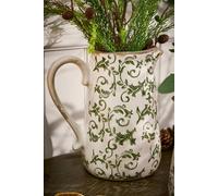 Dibor Vintage Irina Large Green Botanical Home Decor Pitcher Jug H23 x W20cm in Cream Dibor Cream Large