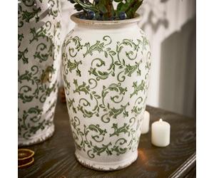 Dibor Vintage Luxury Irina Green Large Botanical Flower Urn Vase H37 X Dia19Cm