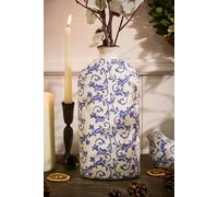 Dibor Vintage Luxury Solene Blue Botanical Bottle Vase H31 x W14cm in Cream | Size: Large Dibor Cream Large