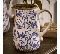 Dibor Vintage Solene Small Blue Botanical Home Decor Pitcher Jug H18 x W16cm in Cream Dibor Cream Small