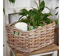 Dibor Vintage Medium Rectangular Grey Rattan Storage Basket