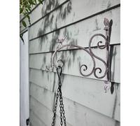 Dibor Vintage Ornate Scrolled Wall Bracket Outdoor Garden Basket Bracket in Grey | Size: 1 Pack Dibor Grey 1 Pack