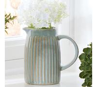 Dibor Vintage Small Ribbed Blue Pitcher Flower Pot Jug Vase H13 X W13Cm