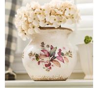 Dibor Vintage Small Rouge Pink Lillies Indoor Outdoor Flowe Planter H16.5 X Dia17.5Cm