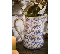 Dibor Vintage Solene Large Blue Botanical Home Decor Pitcher Jug H23 x W20cm in Cream Dibor Cream Large
