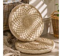 Dibor Vintage Style Ambala Woven Round Floor Seat Pad Cushion Dia 40cm in Natural | Size: 40 cm x 40 cm Dibor Natural 40 cm x 40 cm
