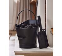 Dibor Vintage Style Black Fireplace Storage Fireside Kindling Coal Scuttle Bucket with Folding Handle & Scoop Dibor Black