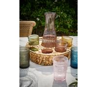 Dibor Vintage Style Carafe & Six Tumblers Set in Woven Holder Festive Christmas Decor Glassware | Size: 8 Pack Dibor Multicolor 8 Pack