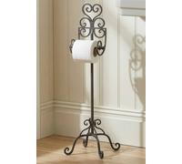 Dibor Vintage Style Cast Iron Toilet Roll Holder Ornate Scrolled Antique Brown Freestanding Toilet Paper Dispenser Tissue Stand Dibor Brown