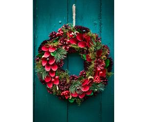 Dibor Vintage Style Cluster Berries Front Door Wreath Christmas Wreath 30cm in Red Dibor Red