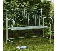 Dibor Vintage Style Countryside Green Metal Leaf Design Outdoor Garden Bench