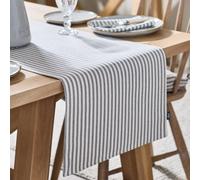 Dibor Vintage Style Extra Large Grey Stripe Cotton Table Runner 220Cm
