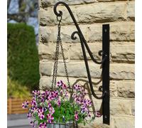 Dibor Vintage Style Extra Large Ornate Black Wall Bracket Outdoor Basket Hanger Garden Hanging Basket Bracket