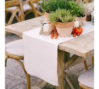 Dibor Vintage Style Extra Large White Cotton Plain Table Runner 220Cm