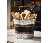 Dibor Vintage Style Kindling Bucket 8L Fireside Log Basket Fireside Accessory Log Store Recycled Iron Firewood Log Storage Bucket in Silver Dibor Silver