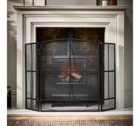 Dibor Vintage Style Large Black Folding Fireplace Guard Fire Screen Window Pane Fire Guard H75cm x W122cm Dibor Black