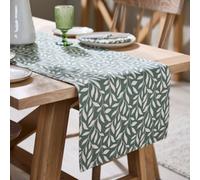Dibor Vintage Style Large Forest Green Cotton Leaf Table Runner 180Cm